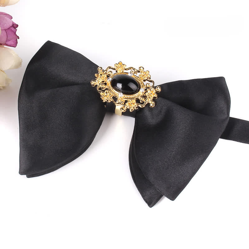 Men's Black Butterfly Rhinestone Oversized Pointed Bow Tie - Image 4