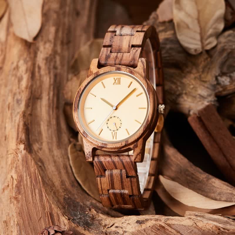 Men's Black Dial Quartz Movement Wooden Watch - Image 7