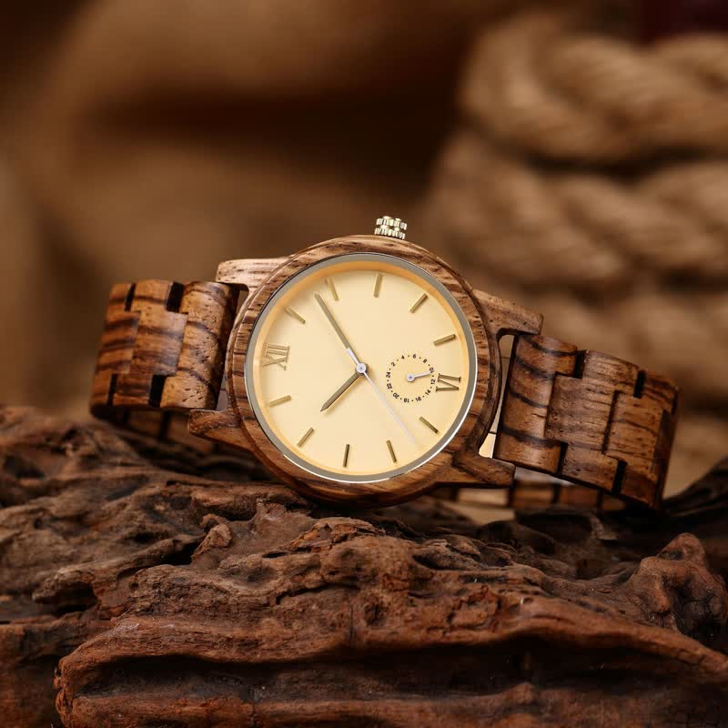 Men's Black Dial Quartz Movement Wooden Watch - Image 8