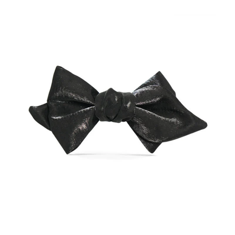 Men's Black Glossy Playful Beard Shape Bow Tie - Image 2