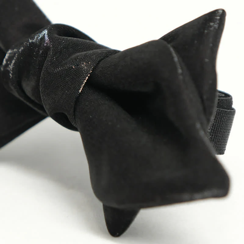 Men's Black Glossy Playful Beard Shape Bow Tie - Image 3