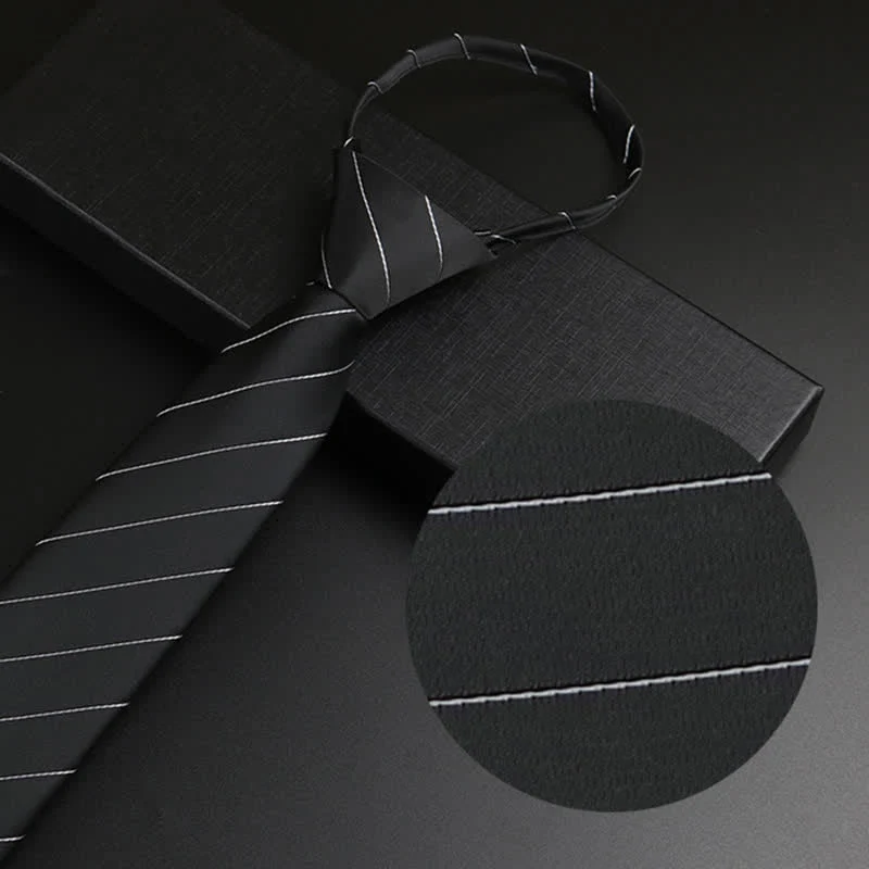 Men's Black-Gray Zipper Tie Classic Necktie - Image 2