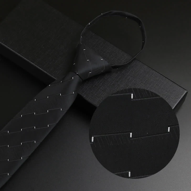 Men's Black-Gray Zipper Tie Classic Necktie - Image 4