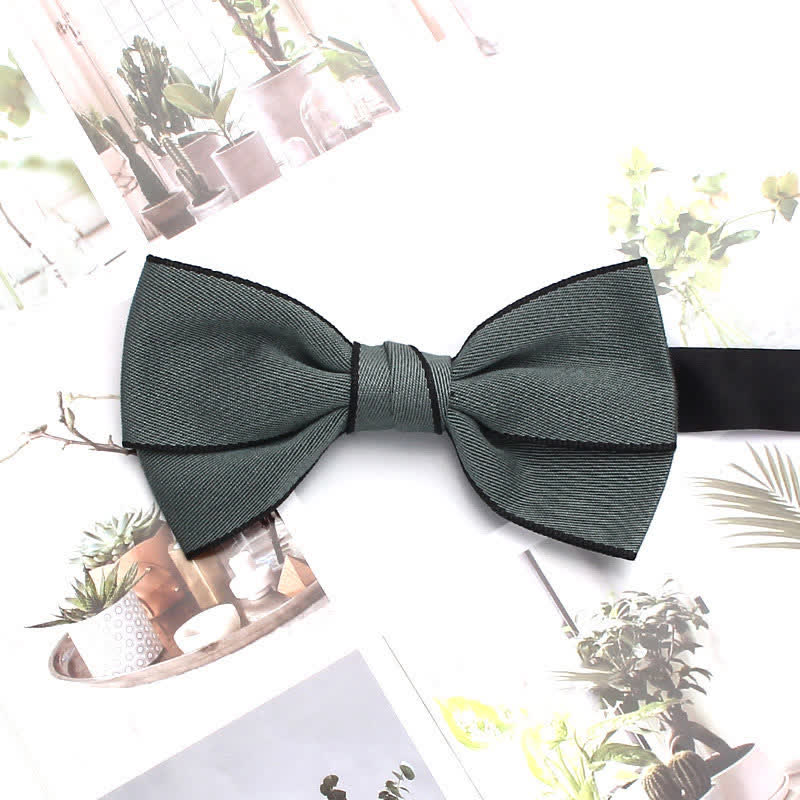 Men's Double Solid Color Line Edge Bow Tie - Image 12