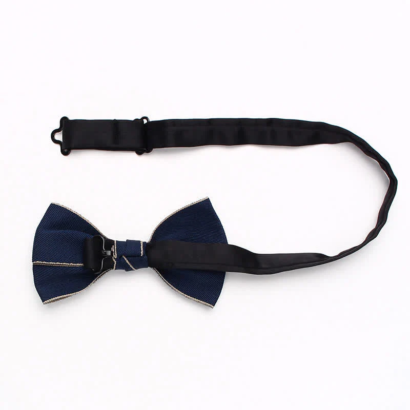 Men's Double Solid Color Line Edge Bow Tie - Image 4