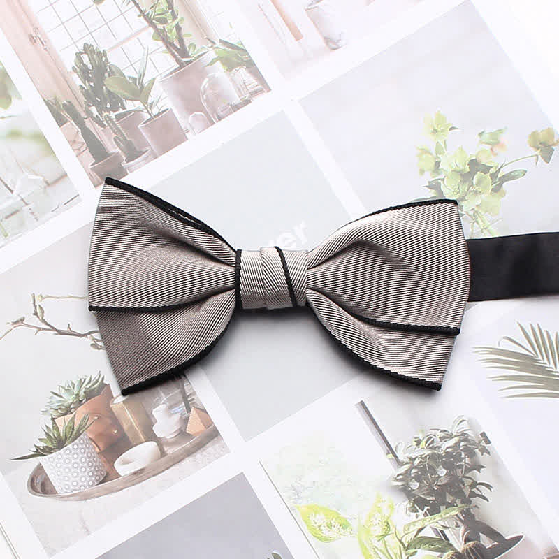 Men's Double Solid Color Line Edge Bow Tie - Image 6