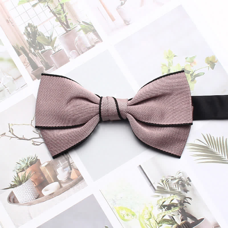Men's Double Solid Color Line Edge Bow Tie - Image 7