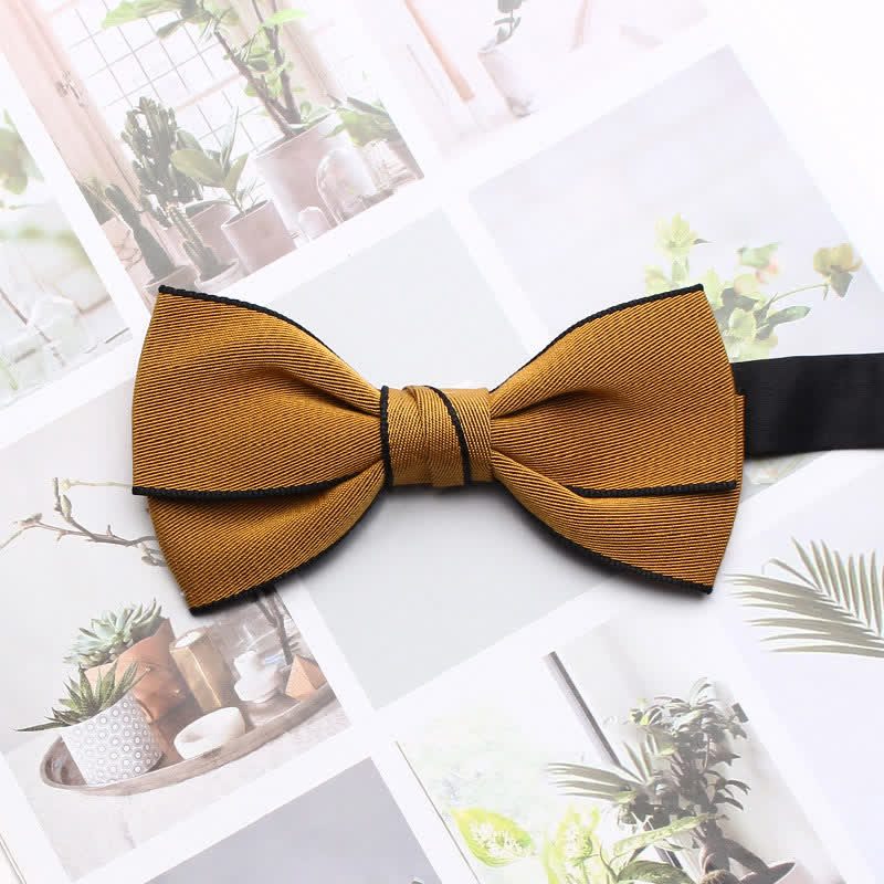 Men's Double Solid Color Line Edge Bow Tie - Image 9