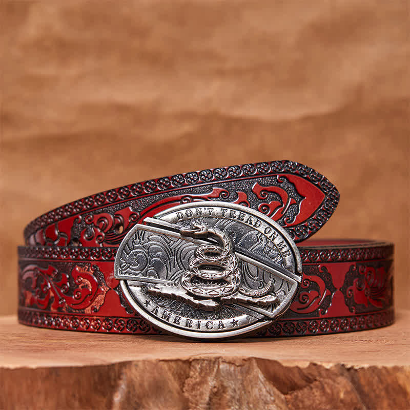 Men's DIY Black Mamba Hidden Folding Knife Leather Belt - Image 6