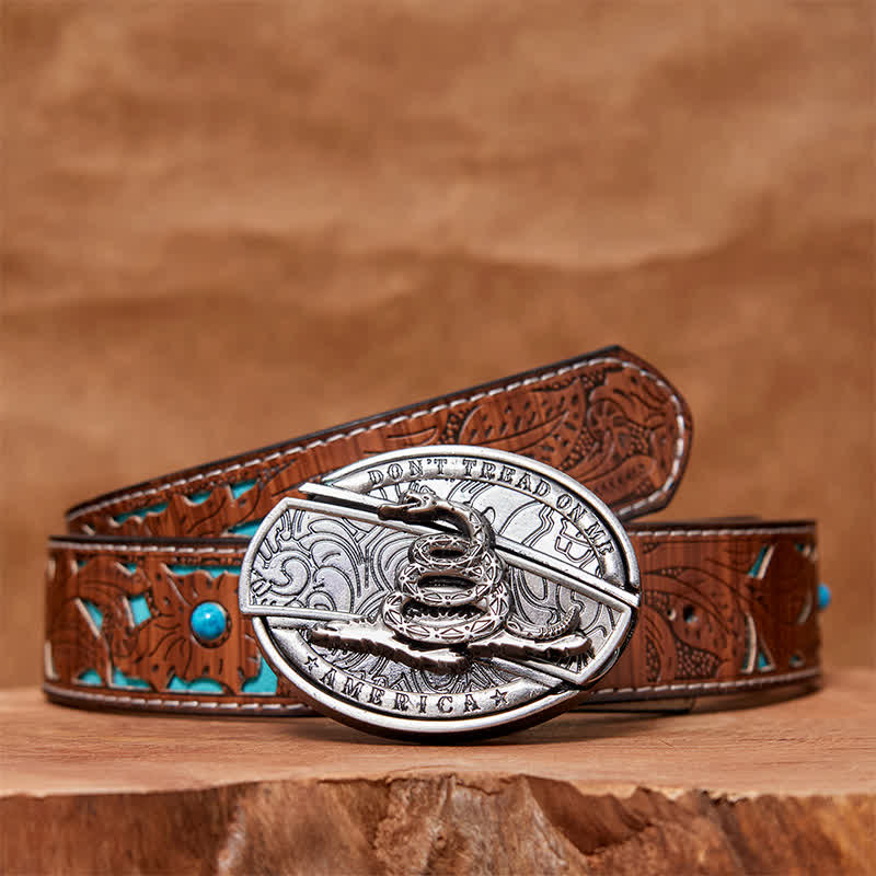 Men's DIY Black Mamba Hidden Folding Knife Leather Belt - Image 8