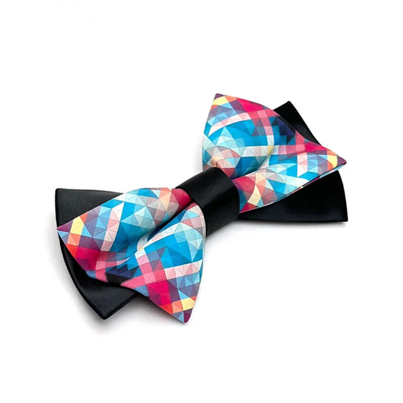 Men's Black Mercerized Fantasy Digital Print Bow Tie - Image 4