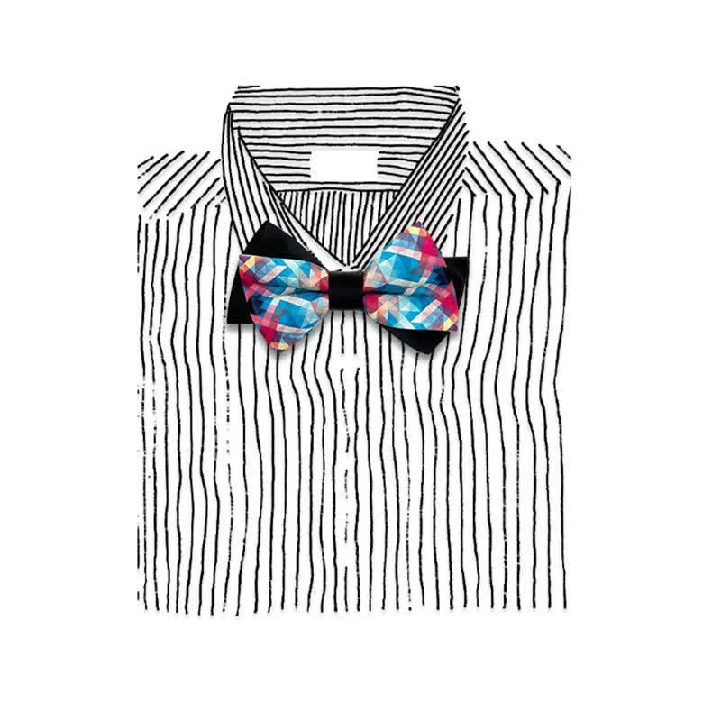 Men's Black Mercerized Fantasy Digital Print Bow Tie - Image 6