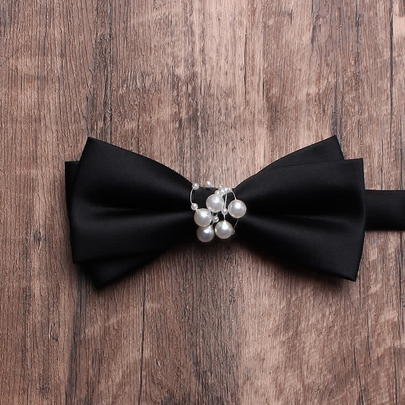 Men's Black Personality Pearls Bow Tie - Image 10