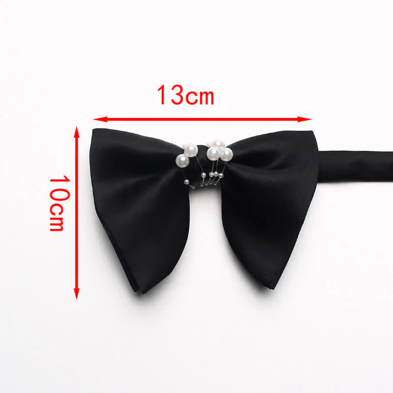 Men's Black Personality Pearls Bow Tie - Image 16