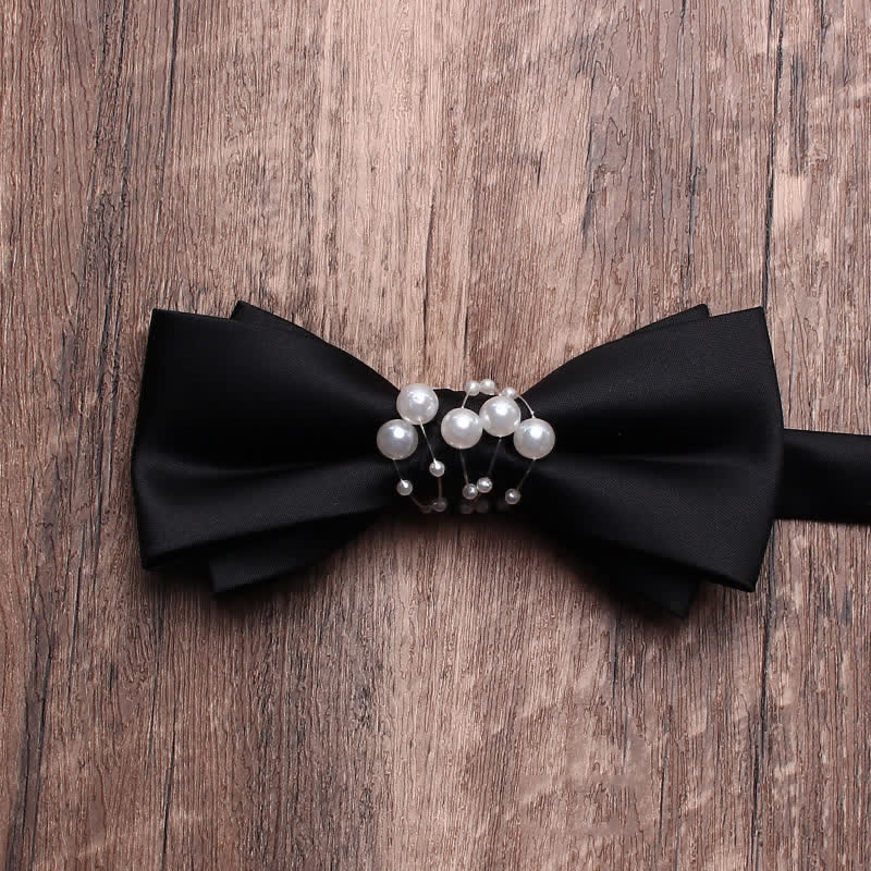 Men's Black Personality Pearls Bow Tie - Image 9