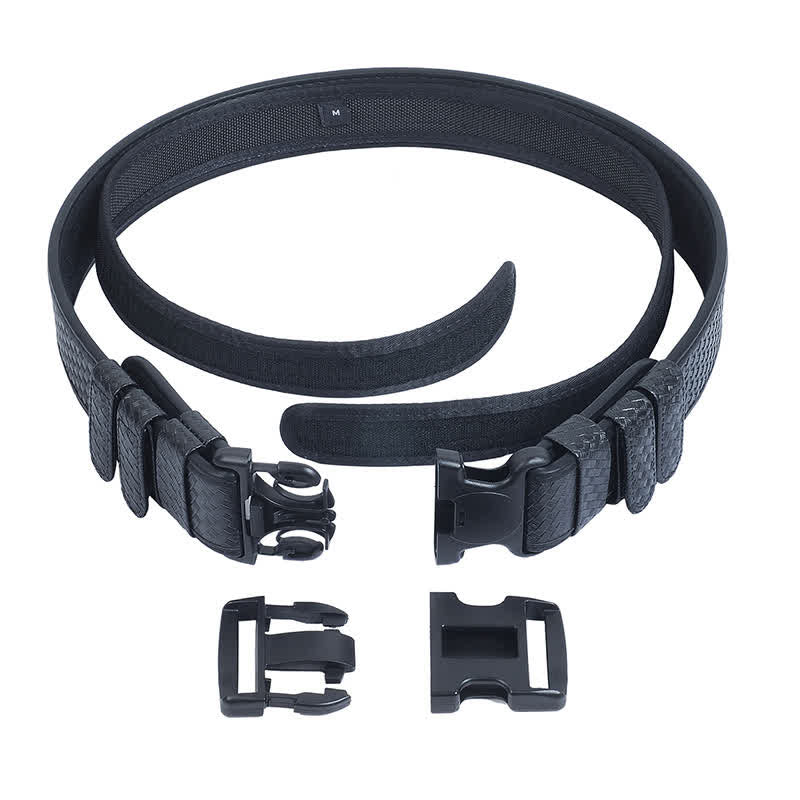 Men's Black Quick Release Leather Oxford Cloth Tactical Belt - Image 9
