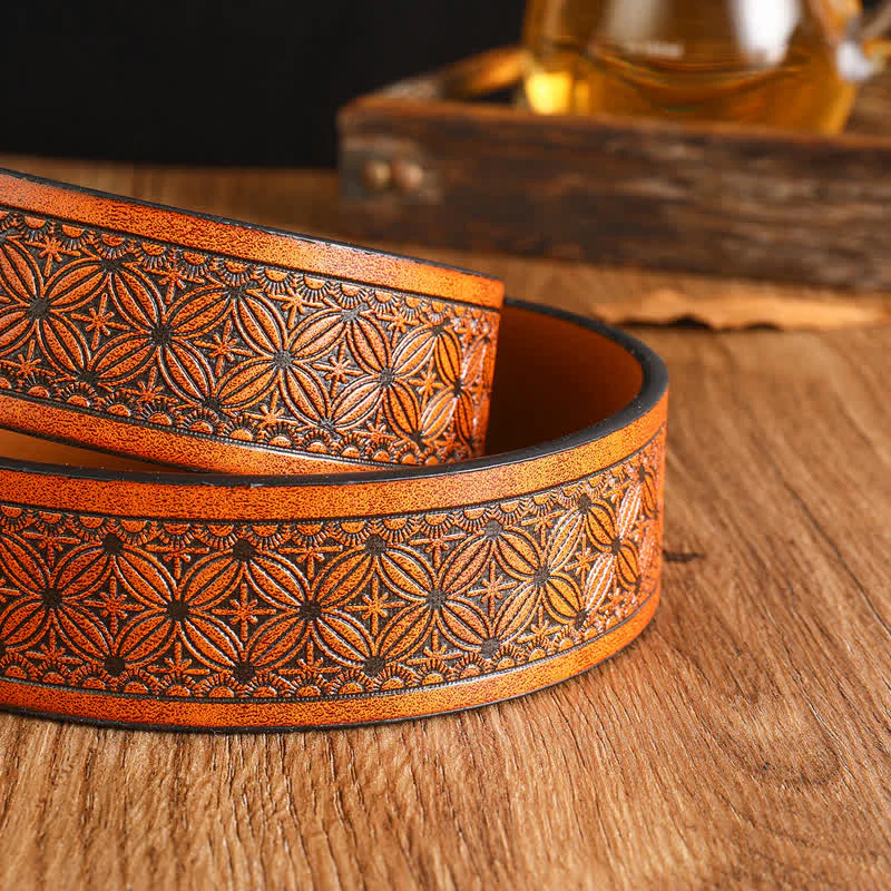 Men's Black Silver Running Horse Leather Belt - Image 9