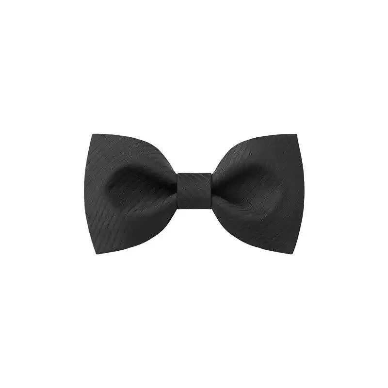 Men's Black Subtle Twilled Navy Striped Business Bow Tie - Image 9