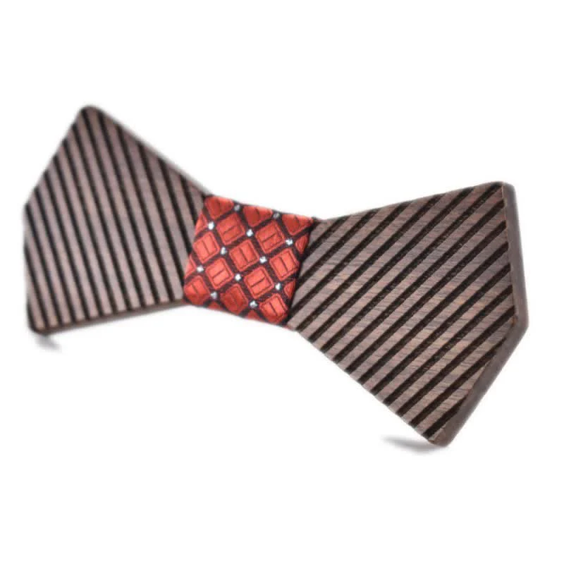 Men's Black Walnut Stylish Striped Wooden Bow Tie - Image 9