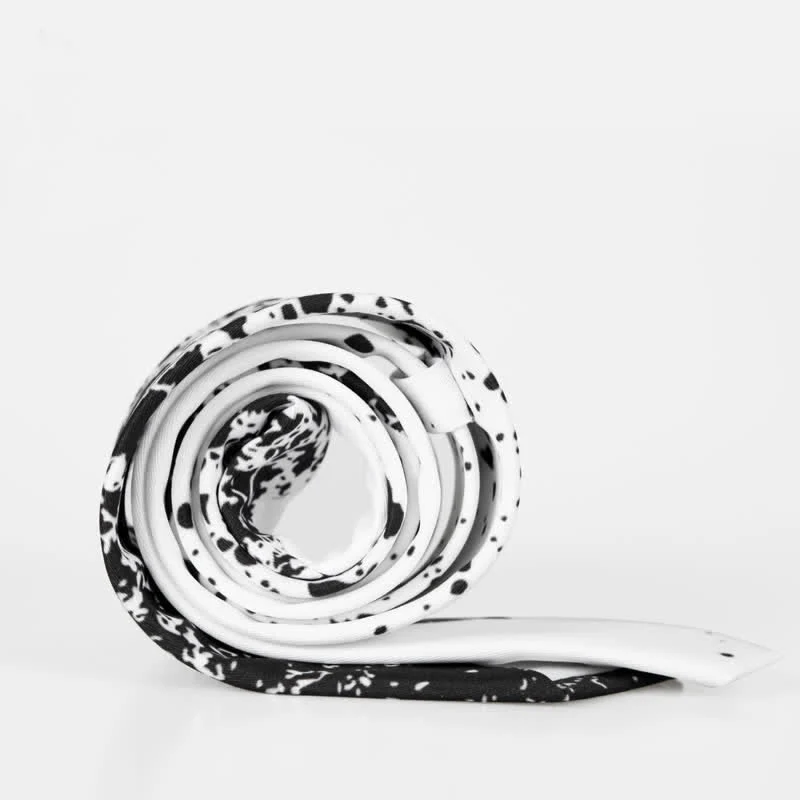 Men's Black & White Abstract Splash Ink Necktie - Image 5
