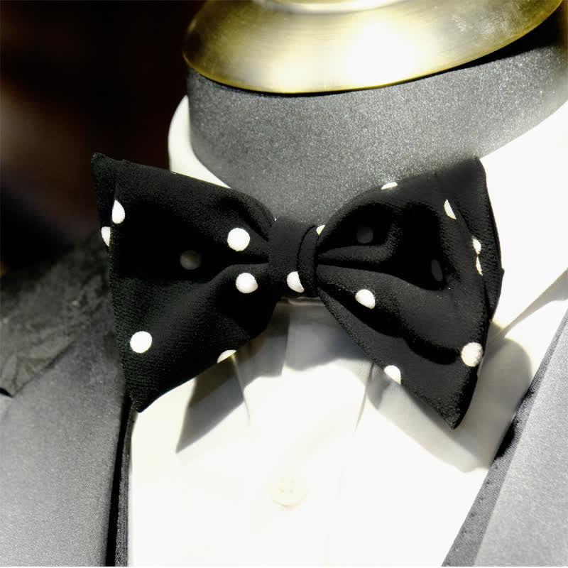 Men's Black & White Little Polka Dots Bow Tie - Image 2