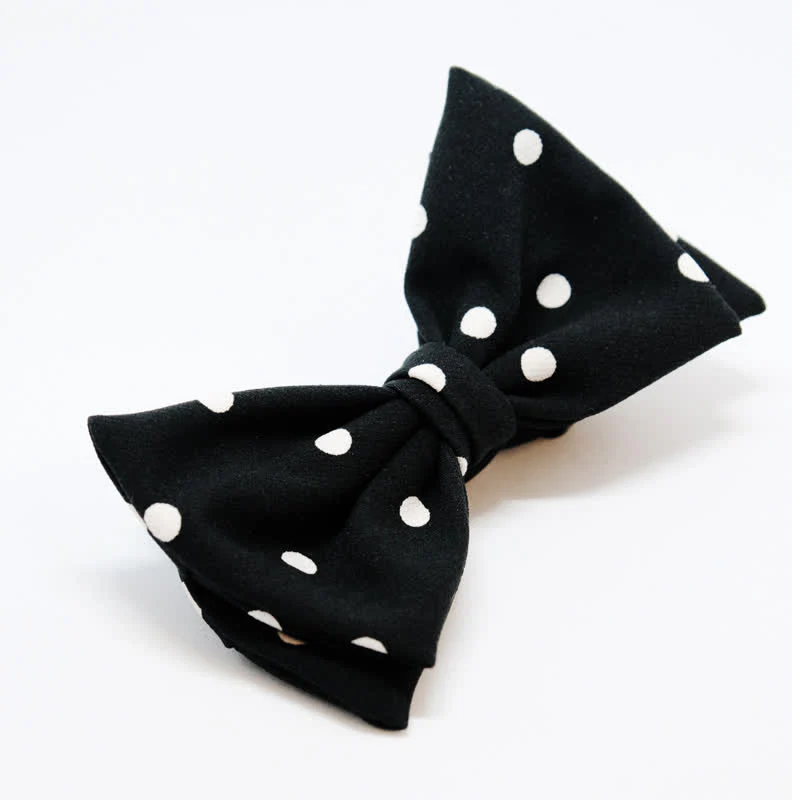 Men's Black & White Little Polka Dots Bow Tie - Image 4