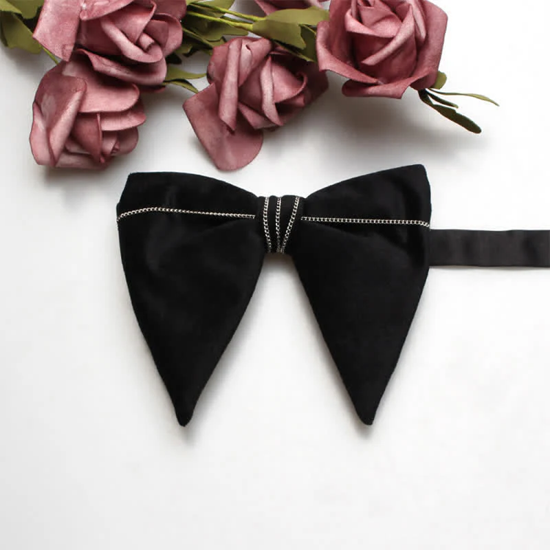 Men's Charming Velvet Oversized Pointed Bow Tie - Image 5