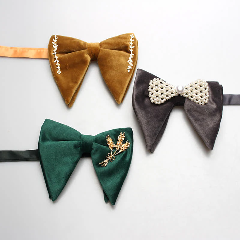 Men's Charming Velvet Oversized Pointed Bow Tie - Image 7