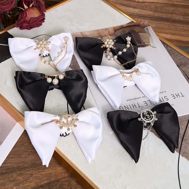Men's Black White Oversized Pointed Bow Tie - Image 2