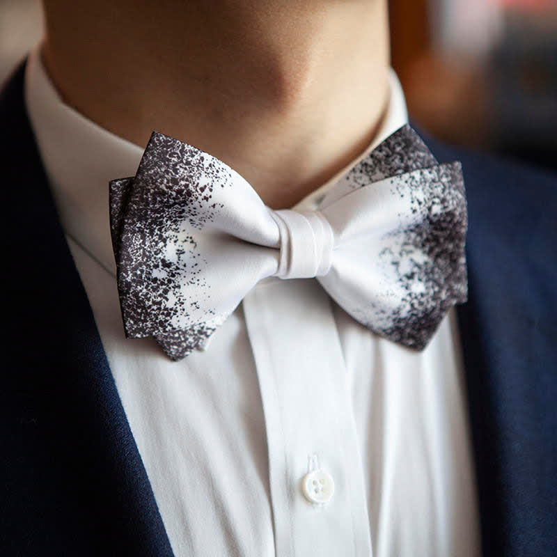 Men's Black White Resplendent Night Sky Bow Tie - Image 2