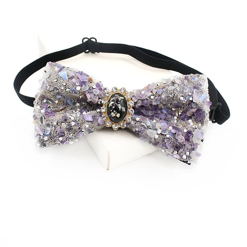 Men's Natural Stone Colored Beads Bow Tie - Image 5