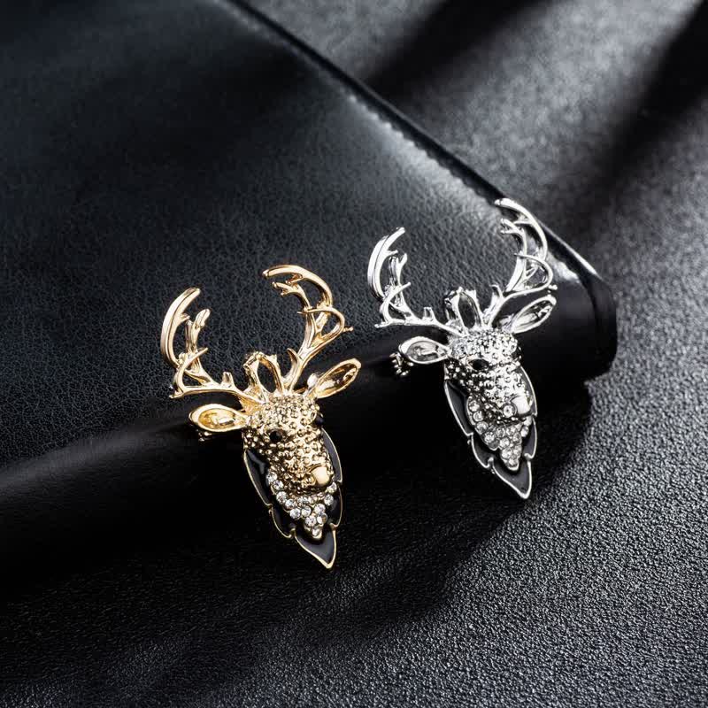 Men's Bling Elk Deer Head Brooch - Image 2