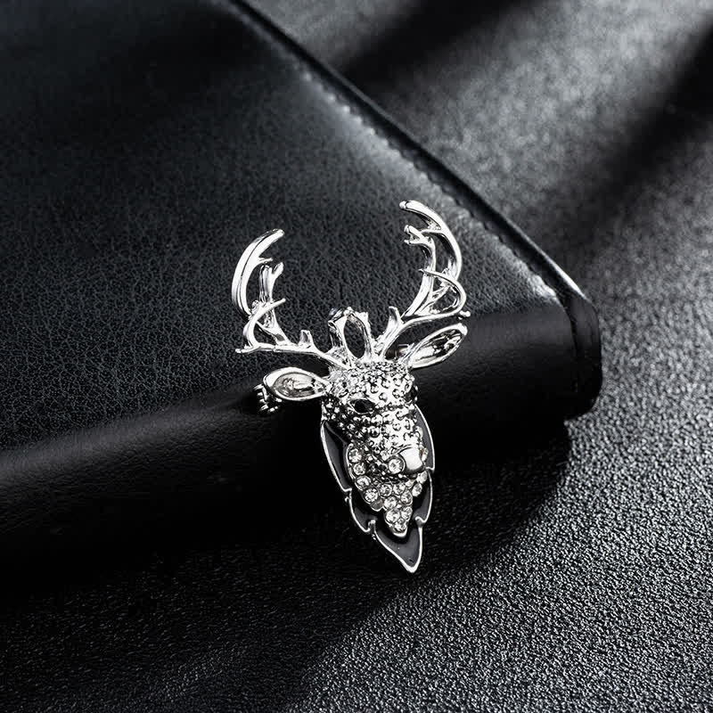 Men's Bling Elk Deer Head Brooch - Image 5