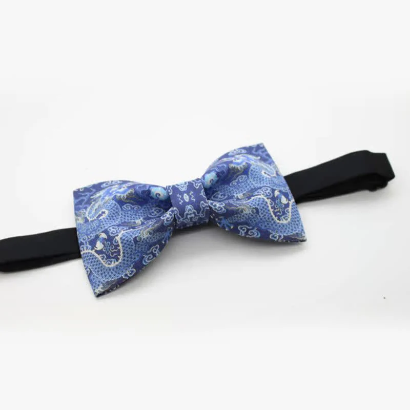 Men's Blue Dragon Totem Cotton Bow Tie - Image 4