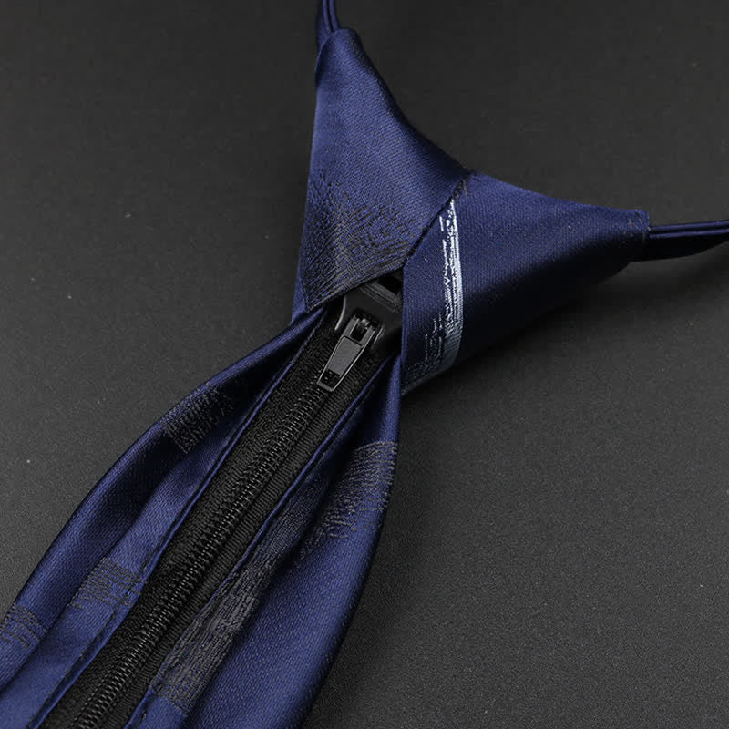 Men's Blue-Gray Zipper Tie Horizon Necktie - Image 4