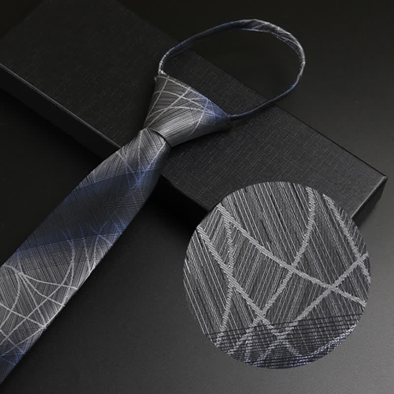 Men's Blue-Gray Zipper Tie Horizon Necktie - Image 9