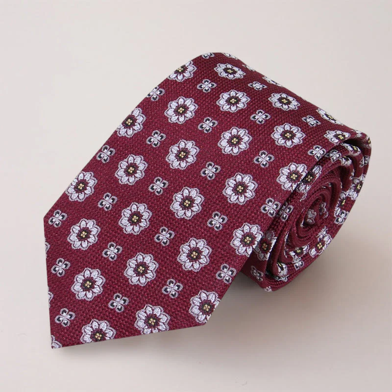 Men's Blue Mini Flowers Mulberry Silk Necktie - Image 2