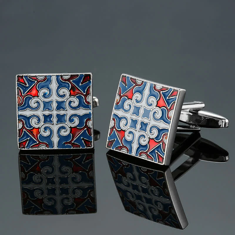 Men's Blue Series Enamel Square Cufflinks - Image 3