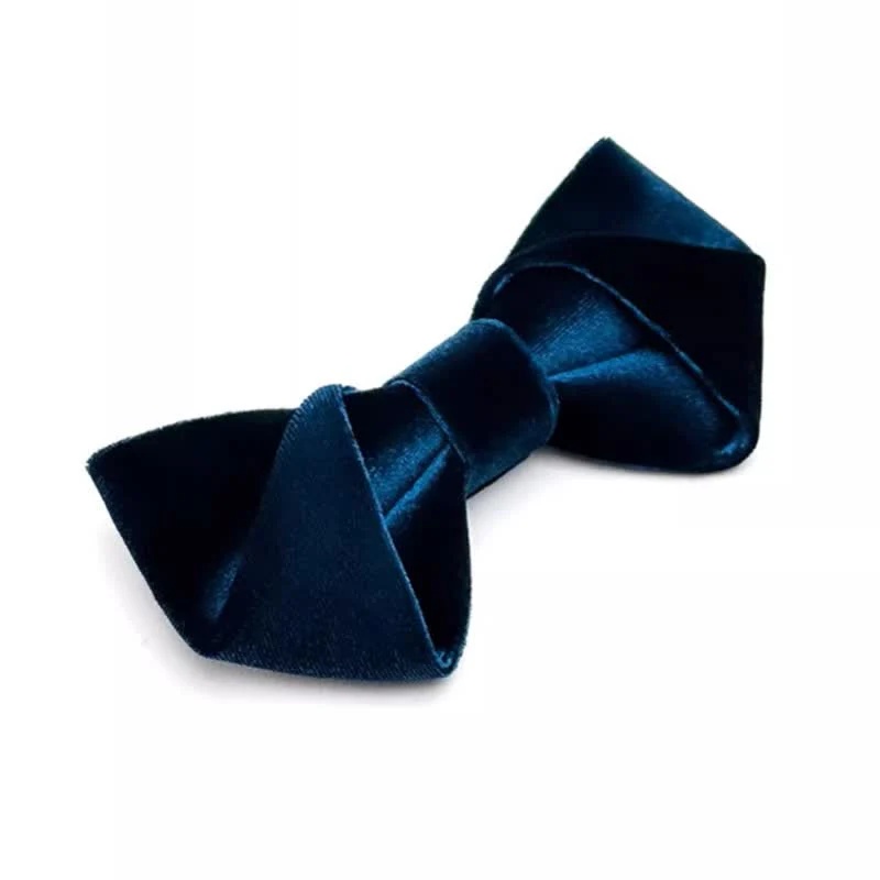 Men's Blue Series Solid Color Velvet Bow Tie - Image 4