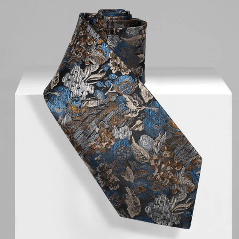 Men's Blue & Yellow Floral Garden In The Air Necktie - Image 3