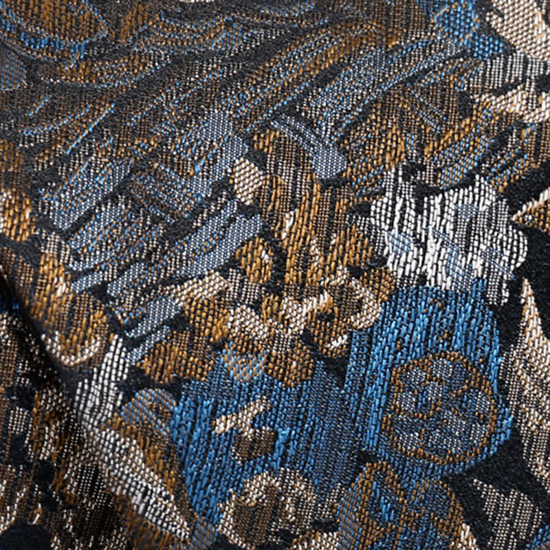 Men's Blue & Yellow Floral Garden In The Air Necktie - Image 4
