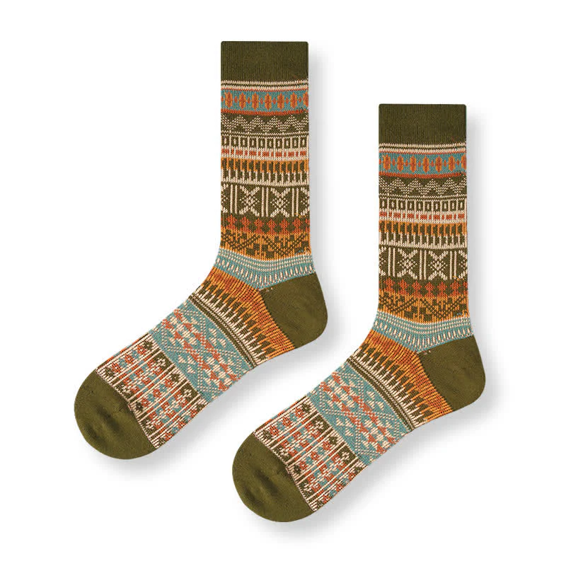 Men's Bold Colorful Knit Pattern Cotton Socks - Image 3