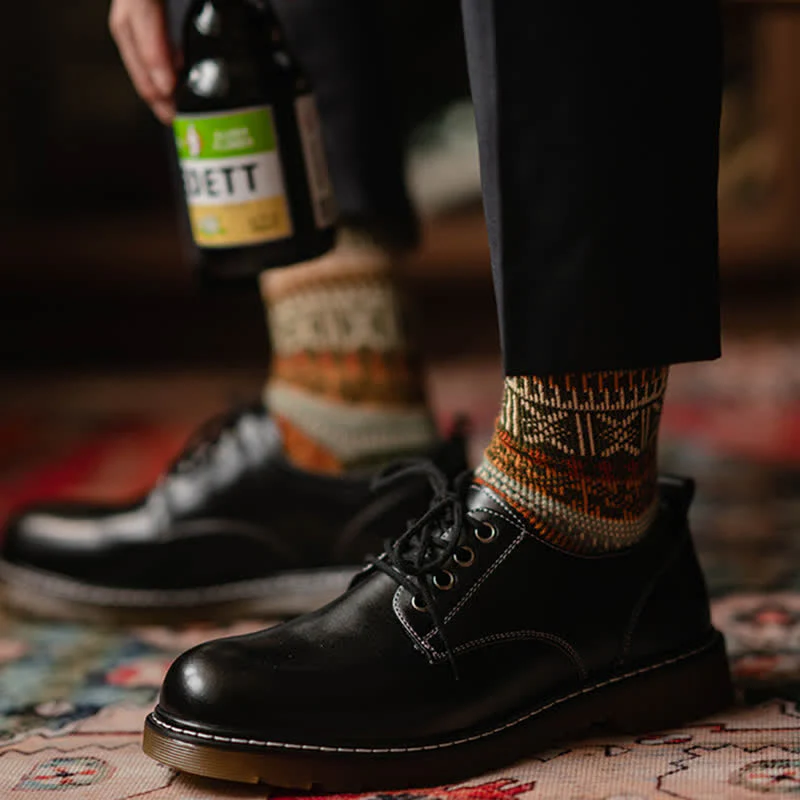 Men's Bold Colorful Knit Pattern Cotton Socks - Image 6