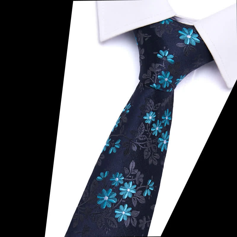 Men's Botanical Leaves Floral Necktie - Image 3