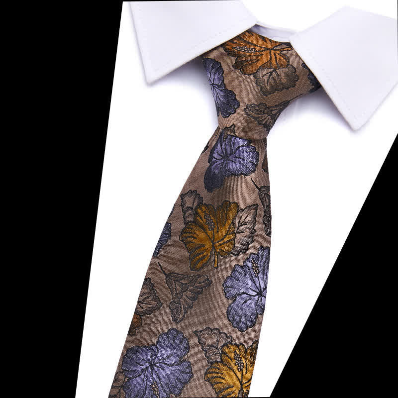 Men's Botanical Leaves Floral Necktie - Image 5