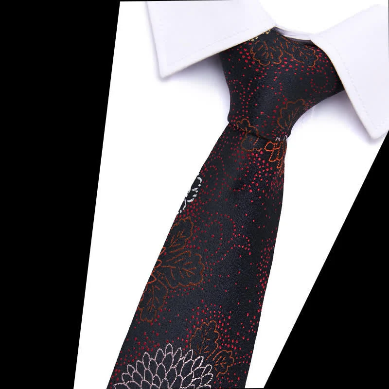 Men's Botanical Leaves Floral Necktie - Image 6
