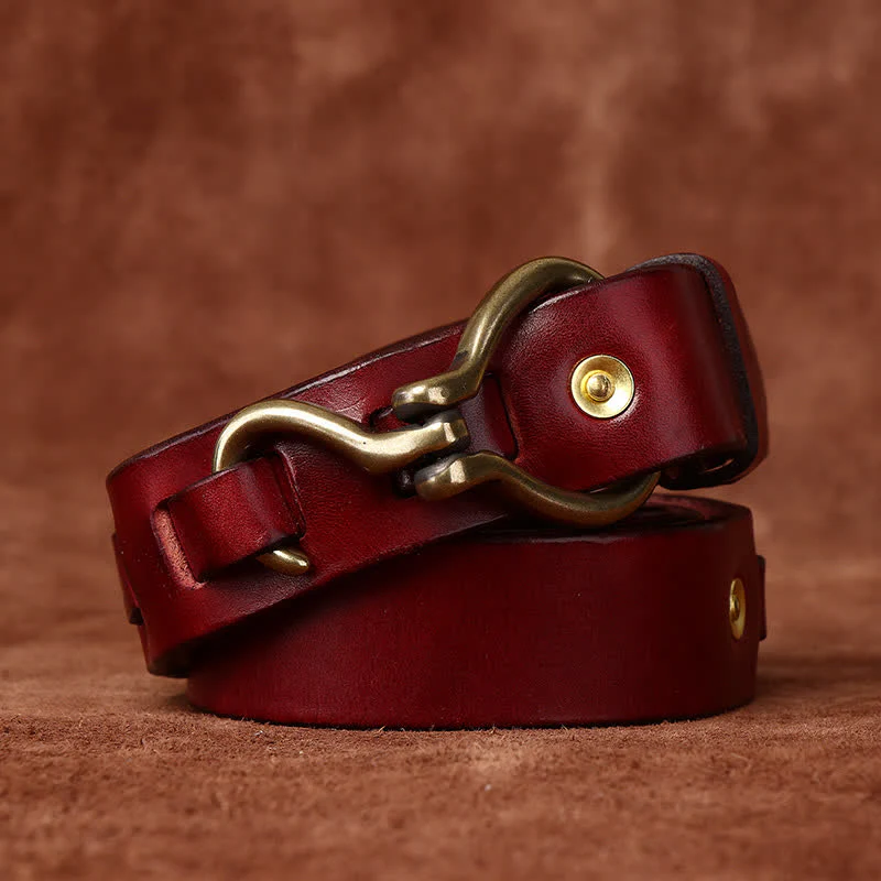 Men's Braided Brass Hook Buckle Cavalry Leather Belt - Image 9