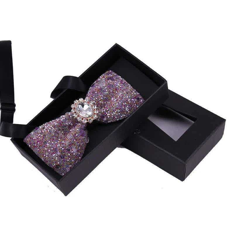 Men's Bright Beads Stone Rhinestone Bow Tie - Image 10