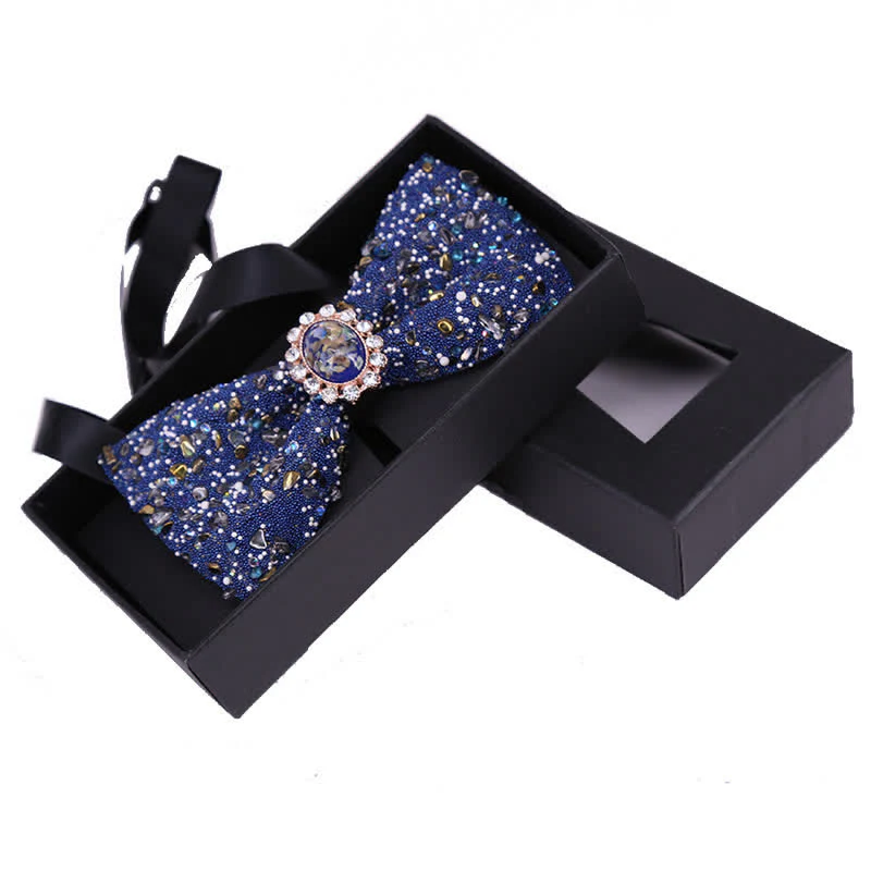 Men's Bright Beads Stone Rhinestone Bow Tie - Image 11