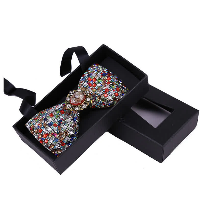Men's Bright Beads Stone Rhinestone Bow Tie - Image 17